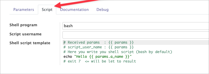 Script tab