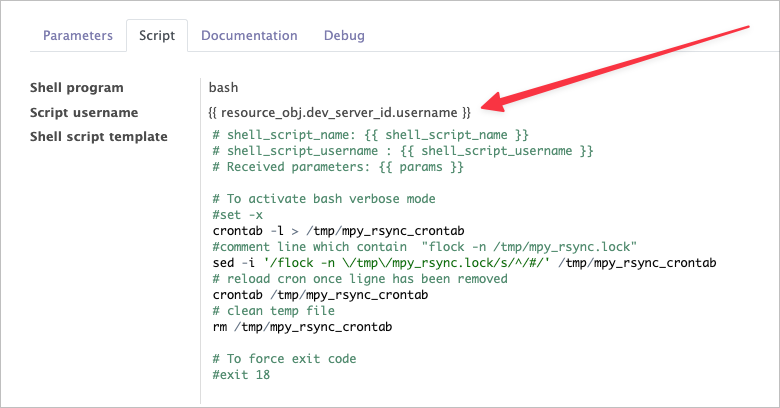Callback script example with username extracted from params