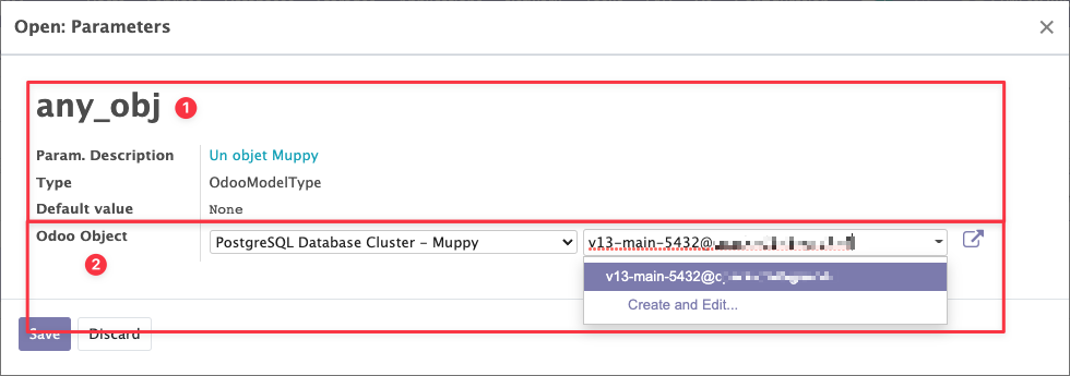 Task Parameter form