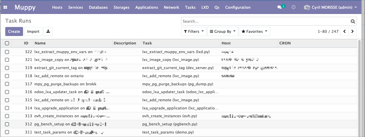 Task Run list view